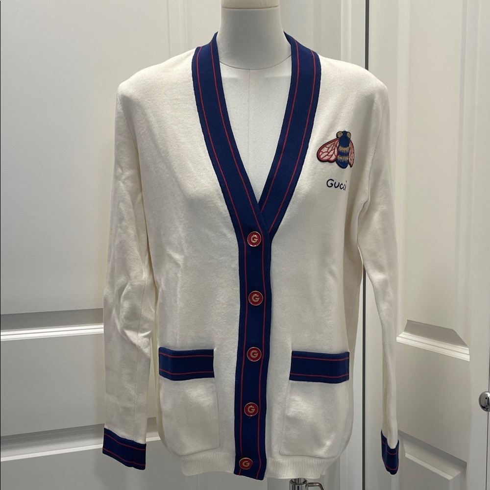 Gucci Bee Embroidered Cardigan | Ivory | XXS | Made in Italy | NWOT